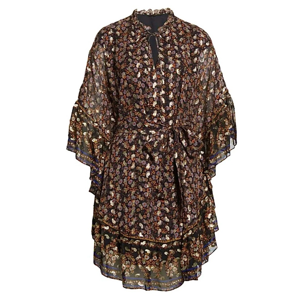 KOBI HALPERIN REESE DRESS - FLORAL PAISLY METALLIC - NWT - SIZE XL